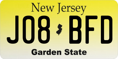 NJ license plate J08BFD