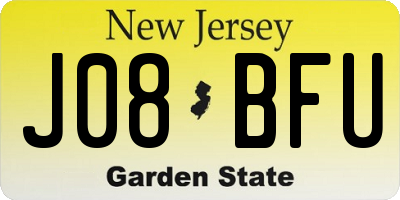 NJ license plate J08BFU