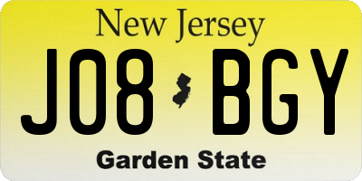 NJ license plate J08BGY