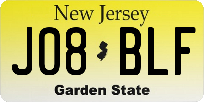 NJ license plate J08BLF
