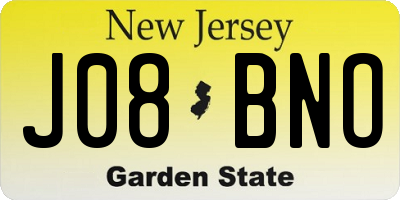 NJ license plate J08BNO