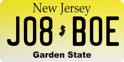 NJ license plate J08BOE
