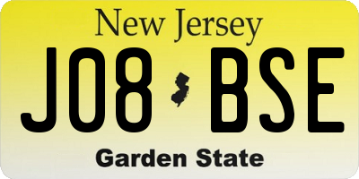 NJ license plate J08BSE