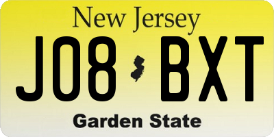NJ license plate J08BXT