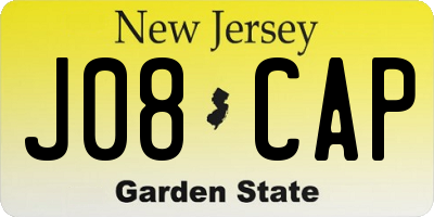 NJ license plate J08CAP