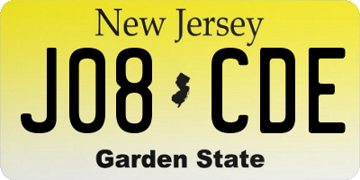 NJ license plate J08CDE