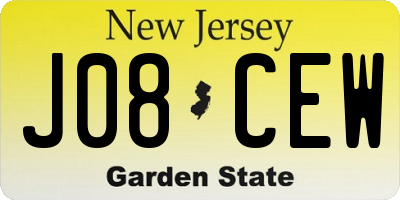NJ license plate J08CEW