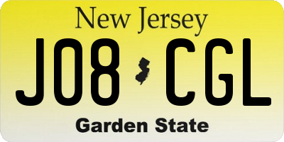NJ license plate J08CGL