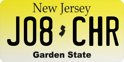 NJ license plate J08CHR