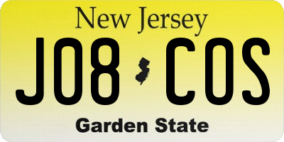 NJ license plate J08COS