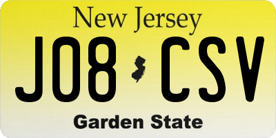 NJ license plate J08CSV
