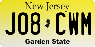 NJ license plate J08CWM