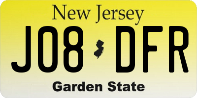 NJ license plate J08DFR