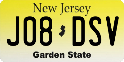 NJ license plate J08DSV