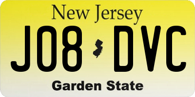 NJ license plate J08DVC