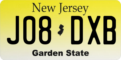 NJ license plate J08DXB