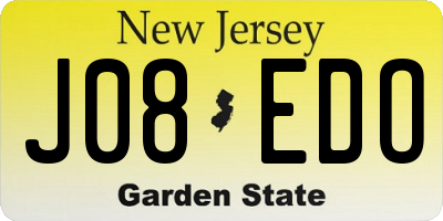 NJ license plate J08EDO