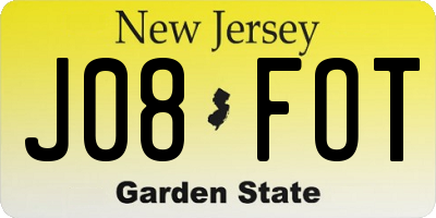 NJ license plate J08FOT