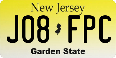 NJ license plate J08FPC
