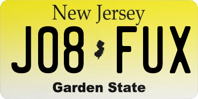 NJ license plate J08FUX