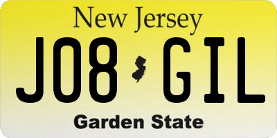 NJ license plate J08GIL