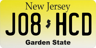 NJ license plate J08HCD