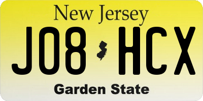 NJ license plate J08HCX