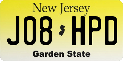 NJ license plate J08HPD