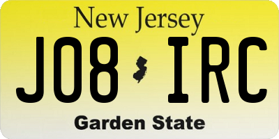NJ license plate J08IRC
