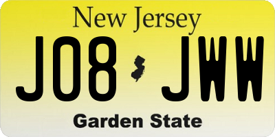 NJ license plate J08JWW