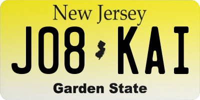 NJ license plate J08KAI