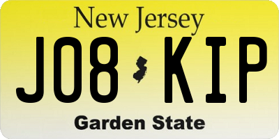 NJ license plate J08KIP