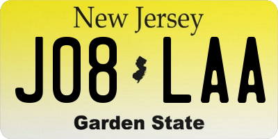 NJ license plate J08LAA