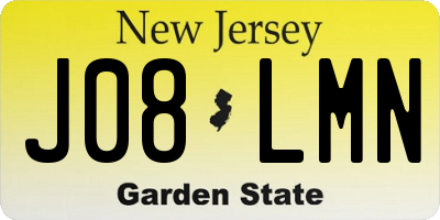 NJ license plate J08LMN
