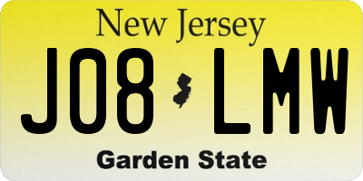 NJ license plate J08LMW