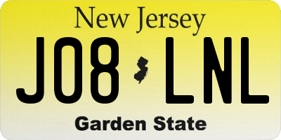 NJ license plate J08LNL