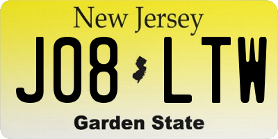 NJ license plate J08LTW