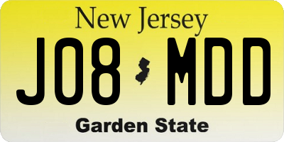 NJ license plate J08MDD