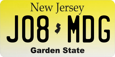NJ license plate J08MDG