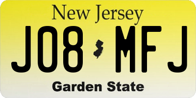 NJ license plate J08MFJ