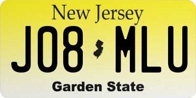 NJ license plate J08MLU