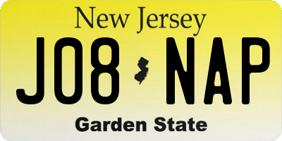 NJ license plate J08NAP