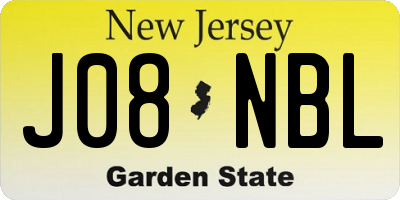 NJ license plate J08NBL