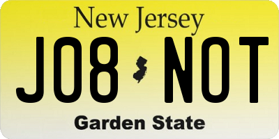 NJ license plate J08NOT