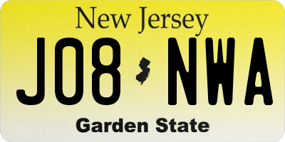 NJ license plate J08NWA