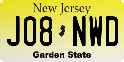 NJ license plate J08NWD
