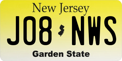 NJ license plate J08NWS
