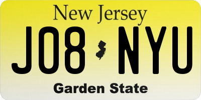 NJ license plate J08NYU