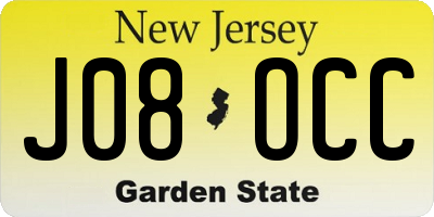 NJ license plate J08OCC