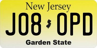 NJ license plate J08OPD